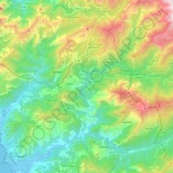 Liamone topographic map, elevation, terrain