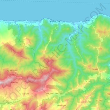 Beni Ksila topographic map, elevation, terrain