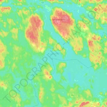 Kuolimo topographic map, elevation, terrain