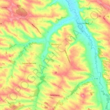 Monfort topographic map, elevation, terrain