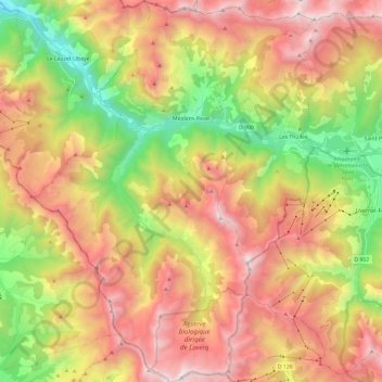Méolans-Revel topographic map, elevation, terrain