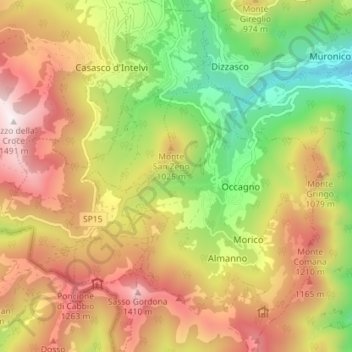 Cerano d'Intelvi topographic map, elevation, terrain