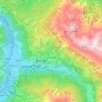 Kaunerberg topographic map, elevation, terrain