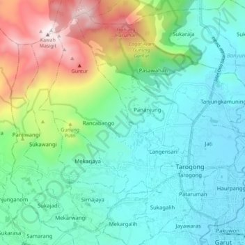 Tarogong Kaler topographic map, elevation, terrain