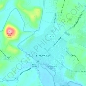 Bridgewater topographic map, elevation, terrain