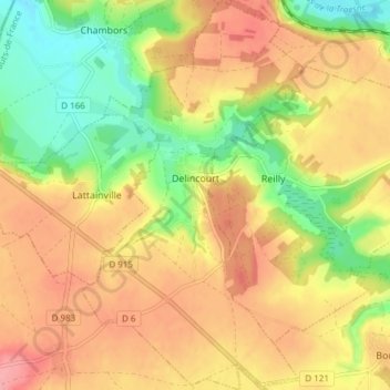 Delincourt topographic map, elevation, terrain
