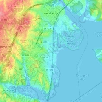 Woodbridge topographic map, elevation, terrain