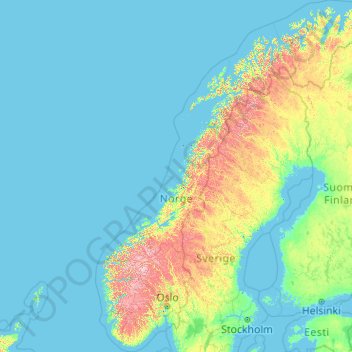 Noorwegen topographic map, elevation, terrain