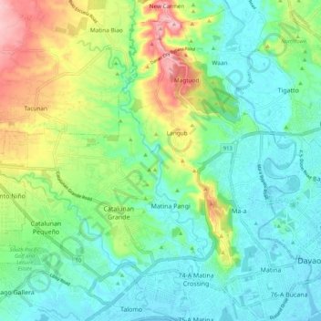 Matina River topographic map, elevation, terrain