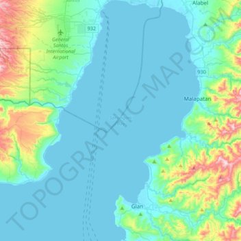 Sarangani Bay topographic map, elevation, terrain