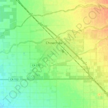 Chowchilla topographic map, elevation, terrain