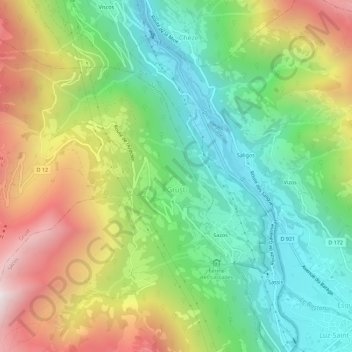 Grust topographic map, elevation, terrain