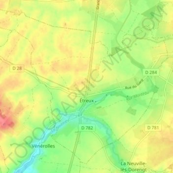 Étreux topographic map, elevation, terrain