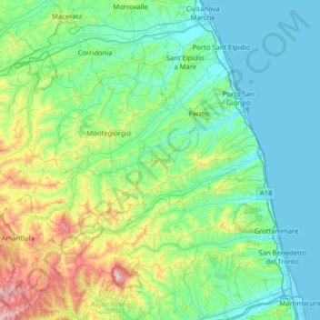 FM topographic map, elevation, terrain