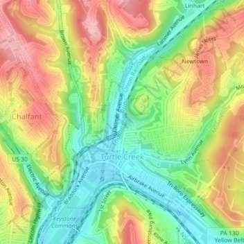 Turtle Creek topographic map, elevation, terrain