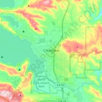 Clearlake topographic map, elevation, terrain