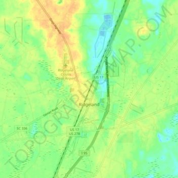 Ridgeland topographic map, elevation, terrain