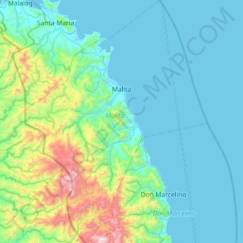 Malita topographic map, elevation, terrain