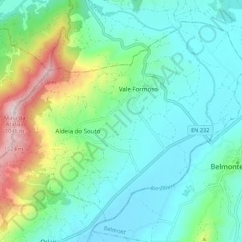 Vale Formoso e Aldeia do Souto topographic map, elevation, terrain