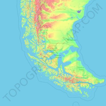 Region von Magellan und der chilenischen Antarktis topographic map, elevation, terrain