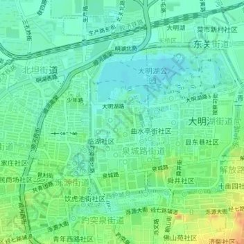 Jinan topographic map, elevation, terrain