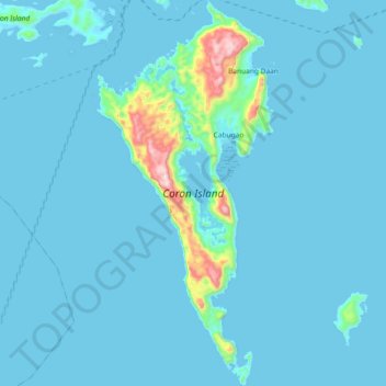 Coron Island topographic map, elevation, terrain