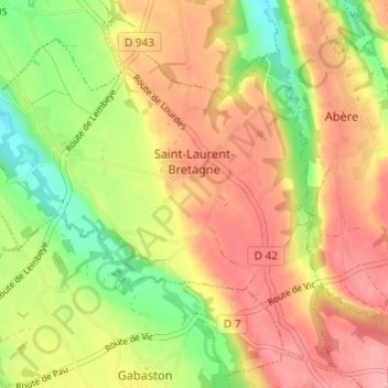 Saint-Laurent-Bretagne topographic map, elevation, terrain
