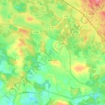 Livernon topographic map, elevation, terrain