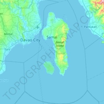 Samal topographic map, elevation, terrain