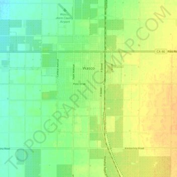 Wasco topographic map, elevation, terrain