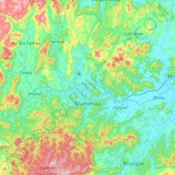 Blumenau topographic map, elevation, terrain