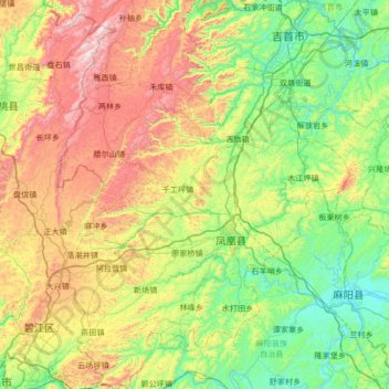 Fenghuang County topographic map, elevation, terrain