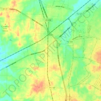 Milan topographic map, elevation, terrain