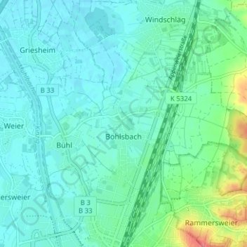 Bohlsbach topographic map, elevation, terrain