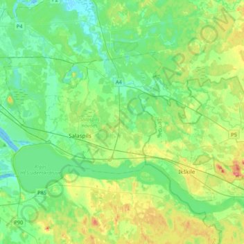 Salaspils pagasts topographic map, elevation, terrain