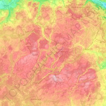 powiat kartuski topographic map, elevation, terrain