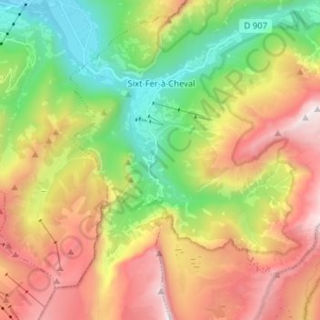 Giffre des Fonts topographic map, elevation, terrain