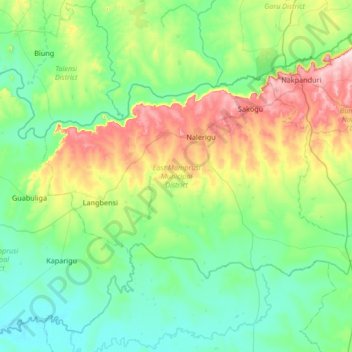 East Mamprusi Municipal District topographic map, elevation, terrain