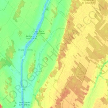 Saint-Denis-sur-Richelieu topographic map, elevation, terrain