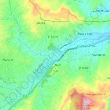 Machángara topographic map, elevation, terrain