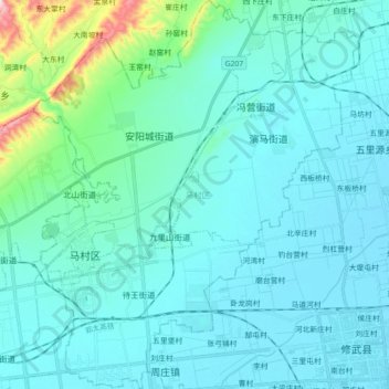 马村区 topographic map, elevation, terrain