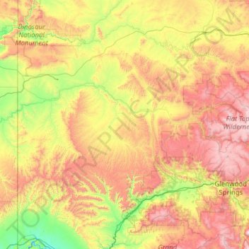 Rio Blanco County topographic map, elevation, terrain