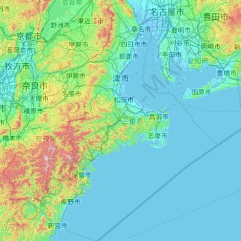 Mie Prefecture topographic map, elevation, terrain