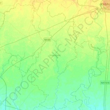 Nawabganj topographic map, elevation, terrain