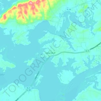 Cedar Bluff topographic map, elevation, terrain