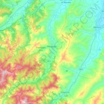 Predappio topographic map, elevation, terrain