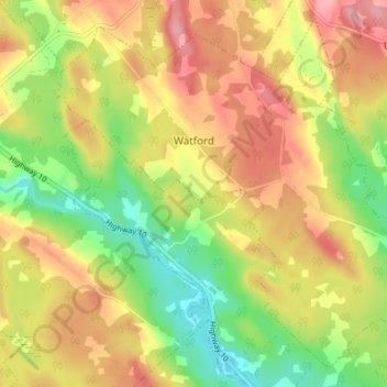 Watford topographic map, elevation, terrain