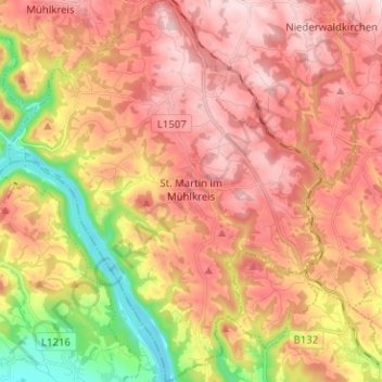 St. Martin im Mühlkreis topographic map, elevation, terrain