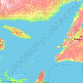 Saint Lawrencebaai topographic map, elevation, terrain