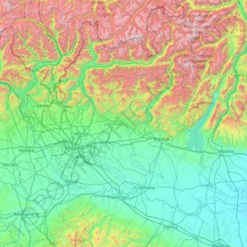 Lombardei topographic map, elevation, terrain